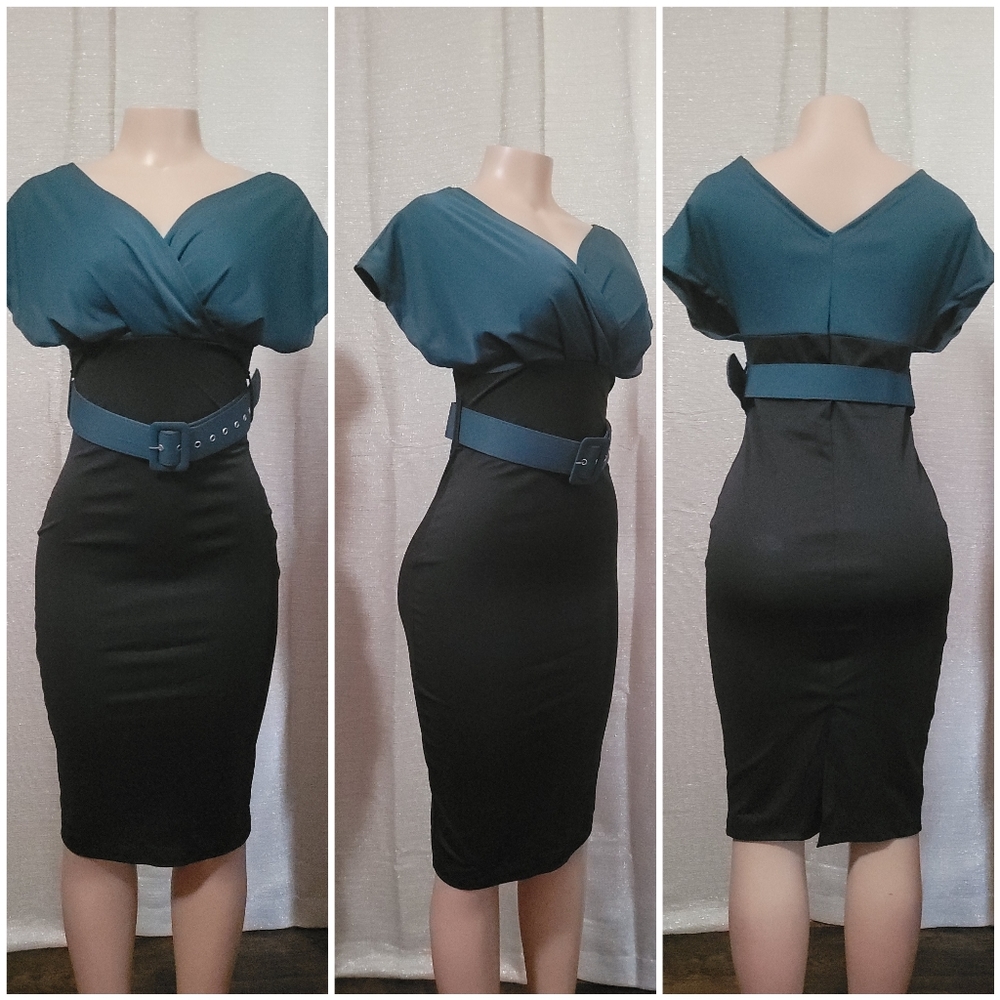 2 color midi dress new size S, M, L, XL, XXL Available - Picture 5 of 13